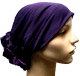Bonnet en tissu satin avec grande fleur (violet)