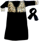 Robe pour fillette noire en col V avec echarpe et motifs dores