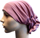 Bonnet en tissu satin avec grande fleur (vieux rose - violet clair)