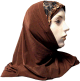 Hijab 2 pieces avec dentelle et motifs fleuris (Marron chocolat)
