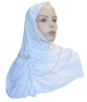 Hijab blanc paillete avec boutons et chaines fines