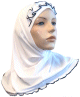 Hijab 2 pieces blanc avec ruban fronce noir