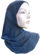 Hijab noir paillete brillant bleu
