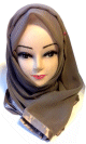 Chale/ Foulard Hijab avec bande brillante satinee autour