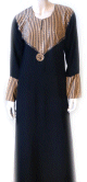 Abaya noire et caramel avec foulard assorti