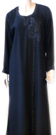 Abaya noire avec broderies fleurs noires avec echarpe assortie
