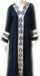 Abaya noire motifs blancs avec foulard assorti