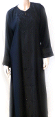 Abaya noire broderies et strass avec foulard assorti