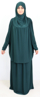 Jilbab ample deux pieces jupe + cape (taille standard pour femme) - Couleur vert canard