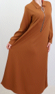 Robe longue fermeture zip avec ceinture pour femme (Taille Standard) - Plusieurs couleurs disponibles