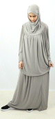 Jilbab Sport ample deux pieces (Cape + Jupe) pour femme - Marque Best Ummah - Couleur gris clair
