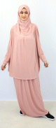 Jilbab Sport ample deux pieces (Cape + Jupe) pour femme - Marque Best Ummah - Couleur rose clair
