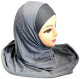 Hijab 1 piece gris paillete avec strass multi-couleurs
