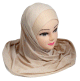 Hijab 1 piece beige paillete avec strass multi-couleurs