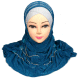 Hijab Bleu vert paillete avec boutons et chaines fines