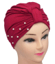 Bonnet egyptien perle de couleur rouge bordeaux