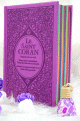 Coffret/Pack Cadeau Mauve : Le Saint Coran Rainbow (francais-arabe-phonetique) et Diffuseur de parfum