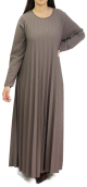 Robe longue plissee et evasee - Taille Unique pour femme - Couleur Taupe