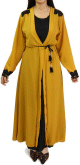 Robe longue noire avec kimono integre pour femme - Couleur jaune moutarde