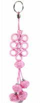 Pendentif decoratif / Porte-cles artisanal en sabra avec pompons - Rose clair