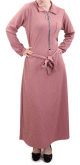 Robe longue fermeture zip avec ceinture pour femme (Taille standard) - Vieux rose