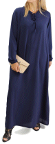 Robe simple longue fluide et evasee pour femme - Couleur Bleu marine