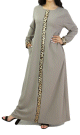 Robe longue avec strass devant et sur les manches - Marque Amelis pour femme - Couleur gris