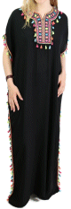 Robe orientale d'ete avec pompons multicolores de couleur noire