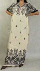Robe maxi-longue en coton style oriental avec strasse motifs noirs cachemire pour femme - Couleur Beige