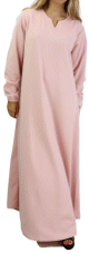 Robe longue evasee simple col V pour femme - Marque Amelis Paris - Grande Tailles - Couleur rose drage