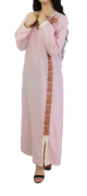 Robe orientale brodee et perlee pour femme - Couleur rose clair