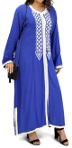 Robe orientale Marocaine / Gandoura traditionnelle brodee pour femme - Couleur Bleu roi