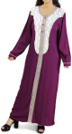 Robe a manches longues et broderies couleur prune