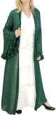Kimono avec manches cloche et ceinture couleur vert