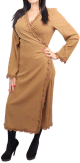 Kimono mi-long brode de couleur marron caramel