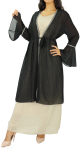 Kimono mi-long avec broderies - Couleur Noir