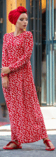 Robe a motifs feuille nenuphar pour femme - Couleur rouge
