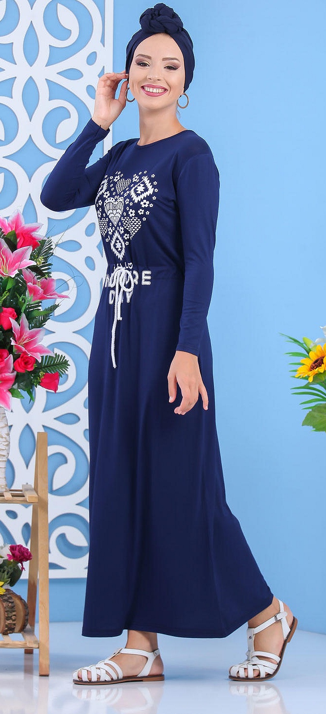 Femme Vêtements Robes Robes longues décontractées et dété Robe-caftan à design à une épaule SemSem en coloris Bleu 