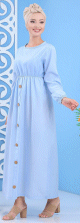 Robe longue cintree de couleurs bleu ciel