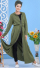 Robe longue zippee a capuche pour femme style decontracte de marque Amelis Paris - Couleur Kaki