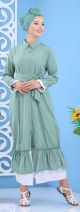 Robe avec ceinture de couleur vert amande (Vetement femme moderne et chic)