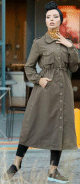 Trench-coat de ville et Robe boutonnee mi-longue pour femme - Couleur kaki