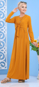 Robe decontractee style bolero pour femme - Couleur jaune moutarde