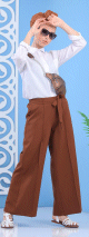 Pantalon ample avec ceinture pour femme - Couleur marron brun