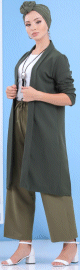 Pantalon large (grandes tailles) pour femme - Couleur kaki