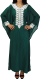 Robe de soiree orientale couleur avec effet papillon decoree de broderies et de strass - Couleur vert