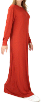 Robe longue effet strie de couleur rouge brique