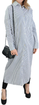 Robe chemise coton a rayures Blanc et Noir