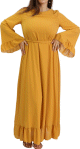Robe ample jaune Moutarde avec manches evasees