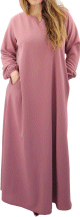 Robe simple longue evasee grande taille pour femme - Couleur Vieux rose